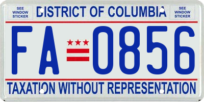 DC license plate FA0856