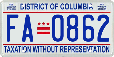 DC license plate FA0862