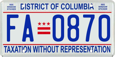 DC license plate FA0870