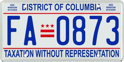 DC license plate FA0873