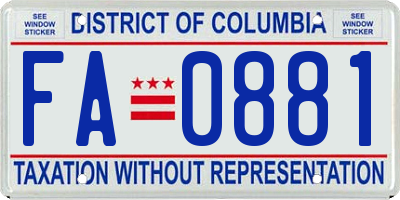 DC license plate FA0881