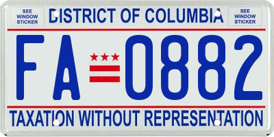 DC license plate FA0882