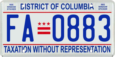 DC license plate FA0883