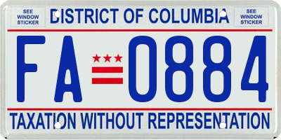 DC license plate FA0884