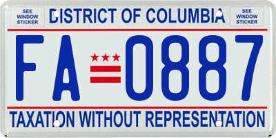 DC license plate FA0887