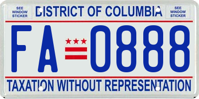 DC license plate FA0888