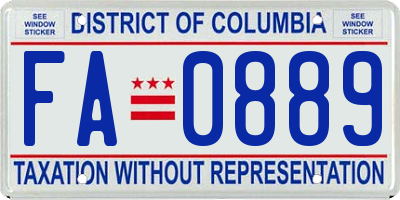 DC license plate FA0889