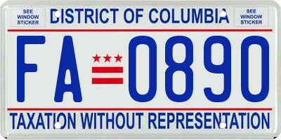 DC license plate FA0890