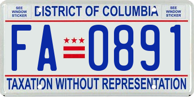 DC license plate FA0891