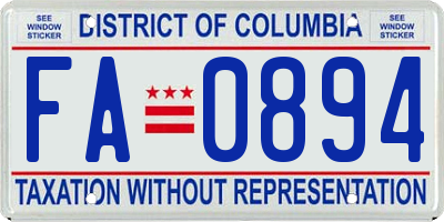 DC license plate FA0894