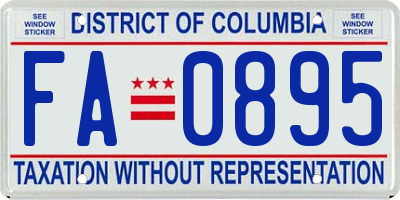 DC license plate FA0895