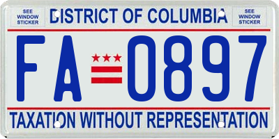 DC license plate FA0897