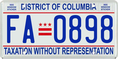 DC license plate FA0898