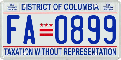 DC license plate FA0899