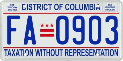 DC license plate FA0903