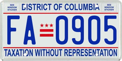 DC license plate FA0905