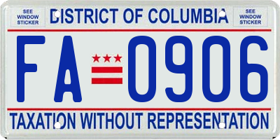 DC license plate FA0906