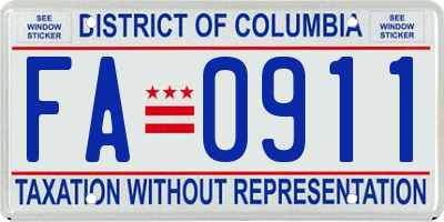 DC license plate FA0911