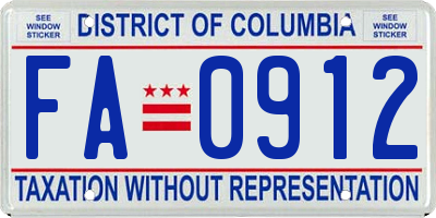 DC license plate FA0912