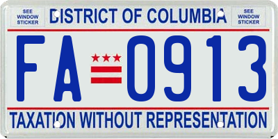 DC license plate FA0913