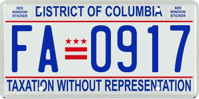 DC license plate FA0917