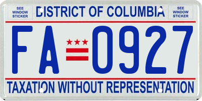 DC license plate FA0927