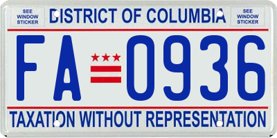 DC license plate FA0936