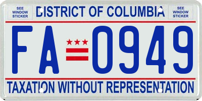 DC license plate FA0949