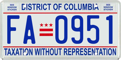 DC license plate FA0951