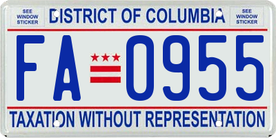 DC license plate FA0955