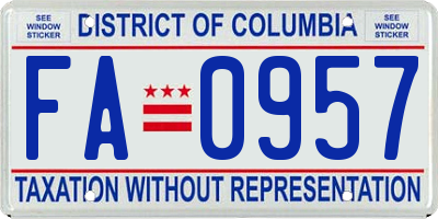 DC license plate FA0957