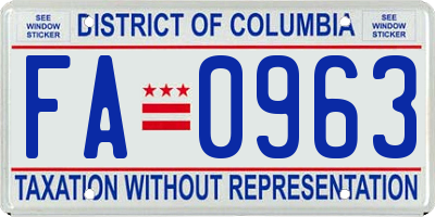 DC license plate FA0963