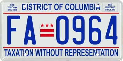 DC license plate FA0964