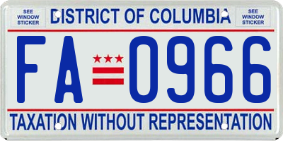 DC license plate FA0966