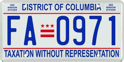 DC license plate FA0971