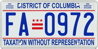 DC license plate FA0972