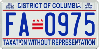 DC license plate FA0975