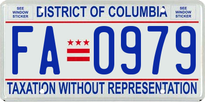 DC license plate FA0979