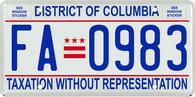 DC license plate FA0983