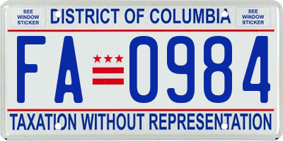 DC license plate FA0984