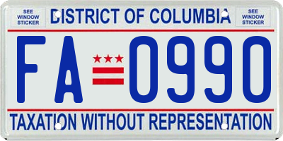 DC license plate FA0990