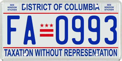 DC license plate FA0993