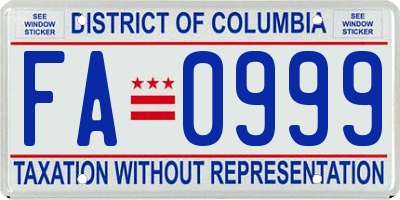 DC license plate FA0999