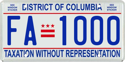 DC license plate FA1000