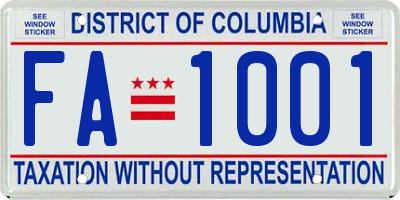 DC license plate FA1001