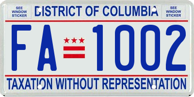 DC license plate FA1002