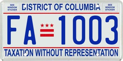 DC license plate FA1003