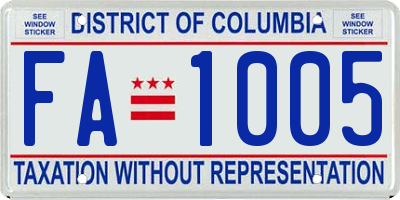 DC license plate FA1005