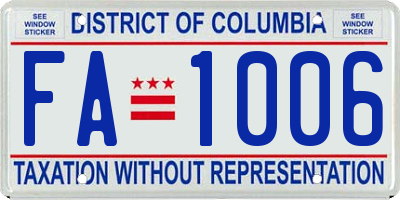 DC license plate FA1006