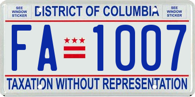 DC license plate FA1007